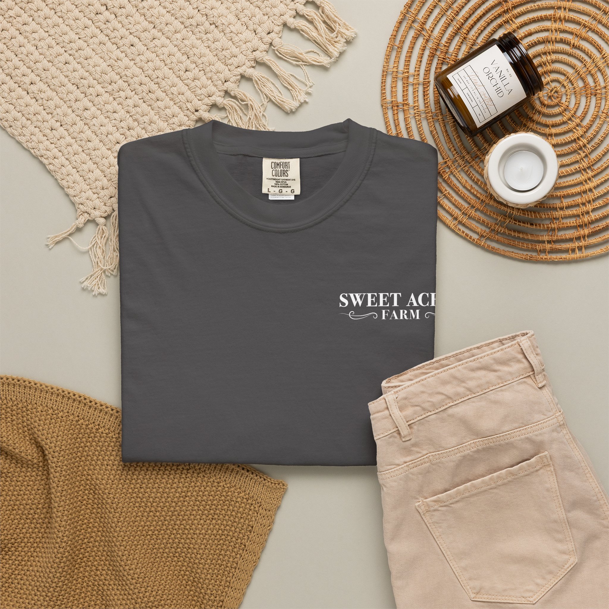 Sweet Acres Farm Unisex T-shirt, White Logo - Image 32