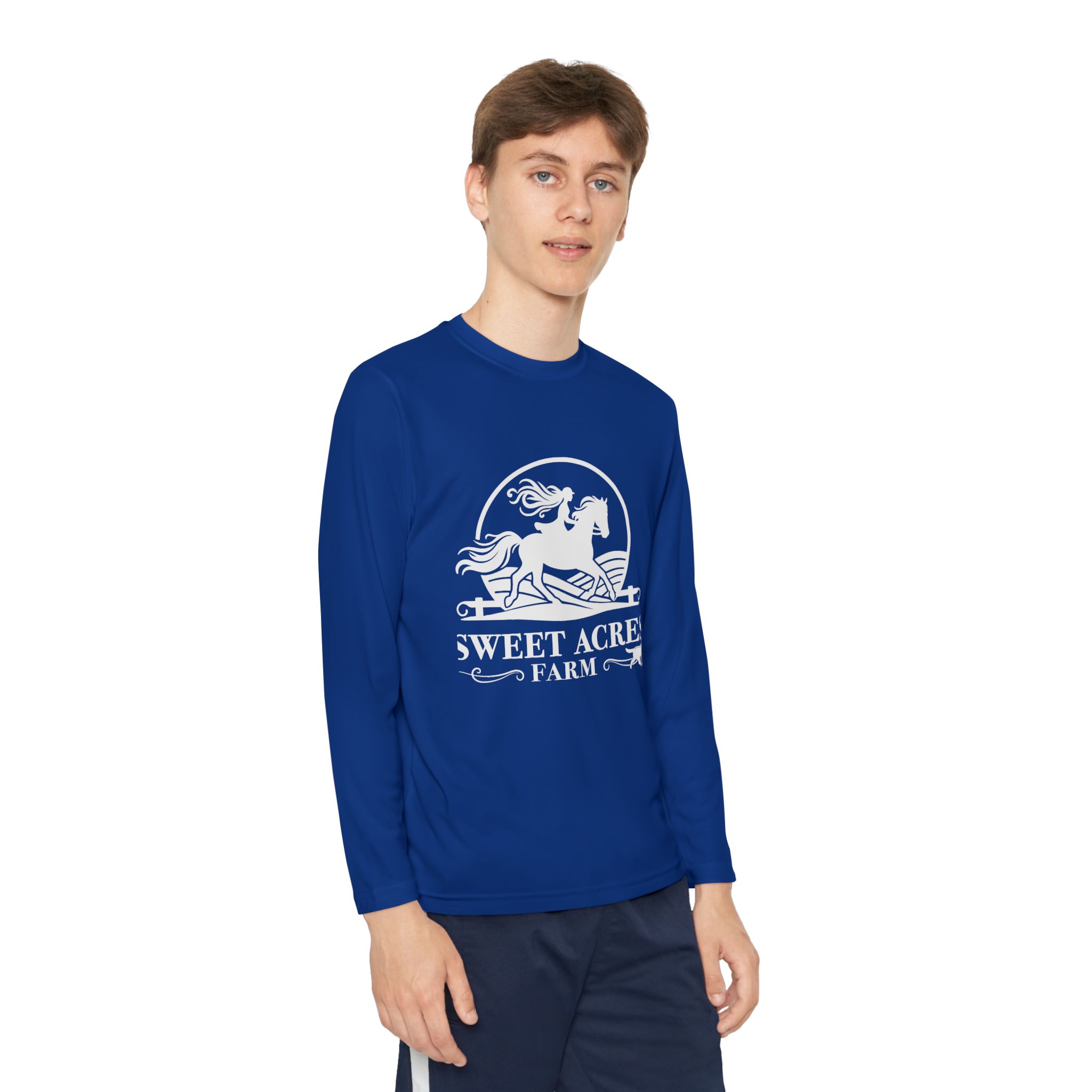 Sweet Acres Farm Youth Long Sleeve Tee — 'Out of Bounds' Surf/Skate Competitor Shirt