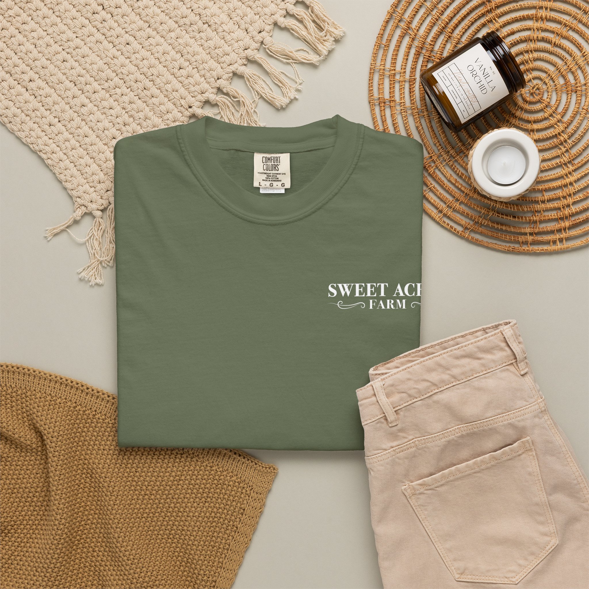 Sweet Acres Farm Unisex T-shirt, White Logo - Image 16