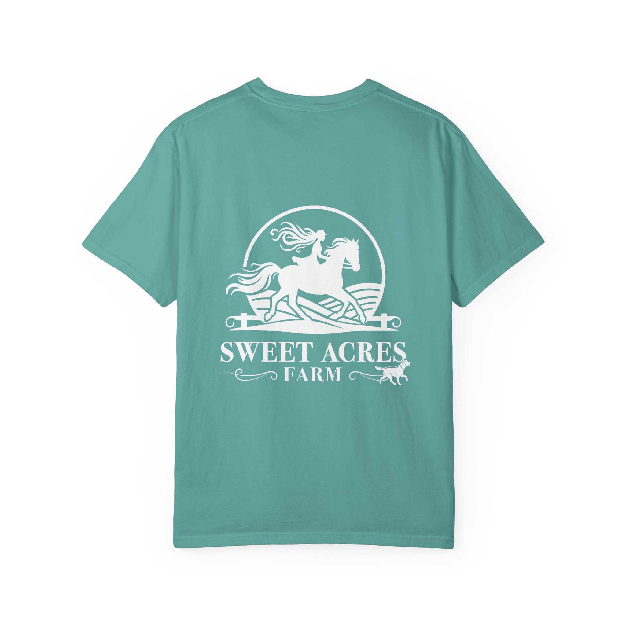 Sweet Acres Farm Unisex T-shirt, White Logo - Image 2
