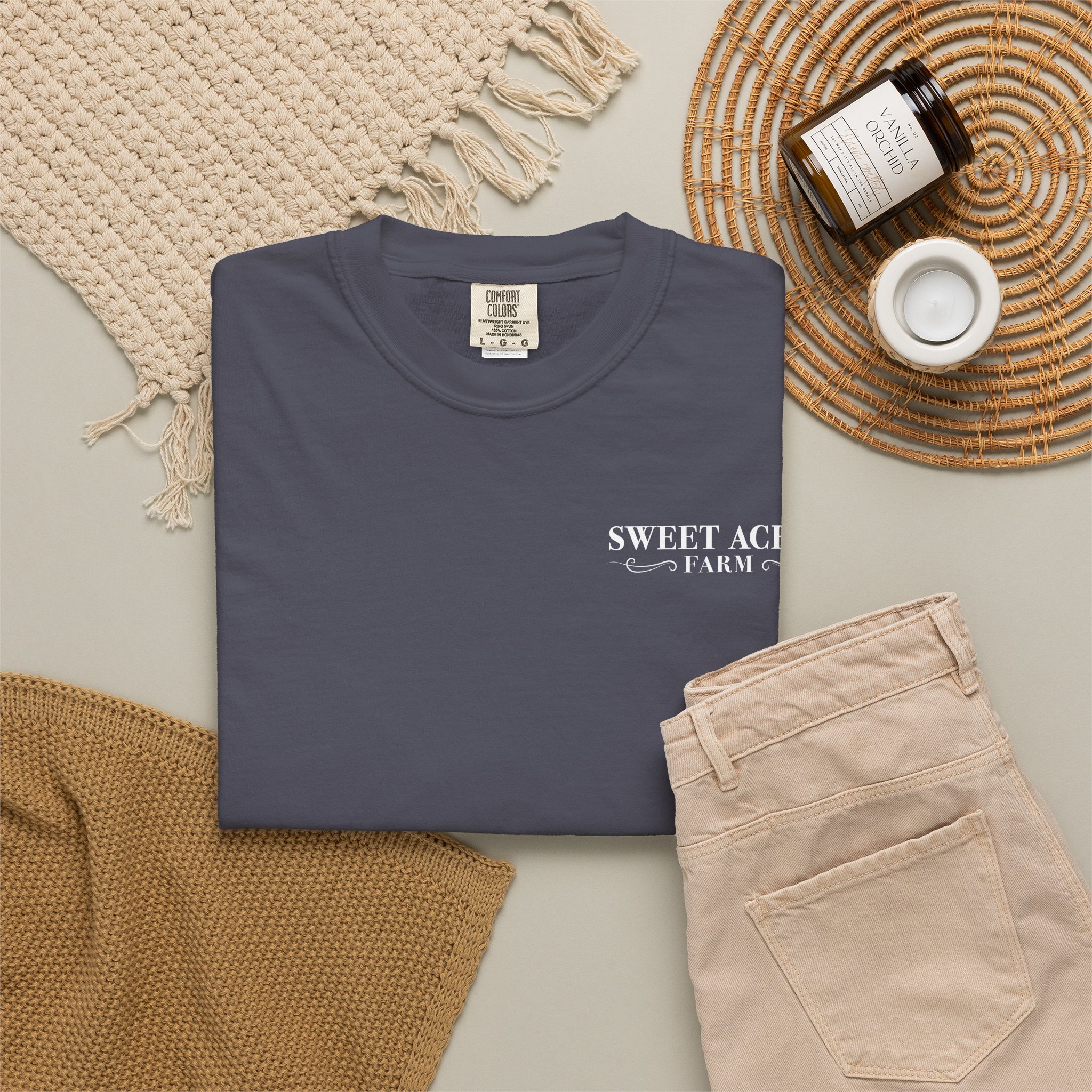 Sweet Acres Farm Unisex T-shirt, White Logo - Image 36