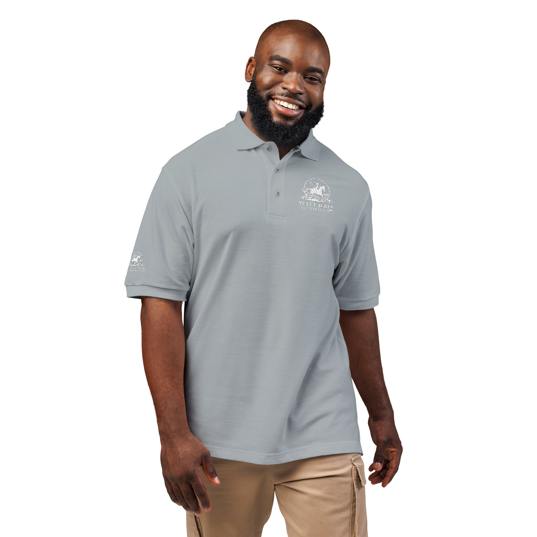 Sweet Acres Farm Unisex Polo, White Logo - Image 12