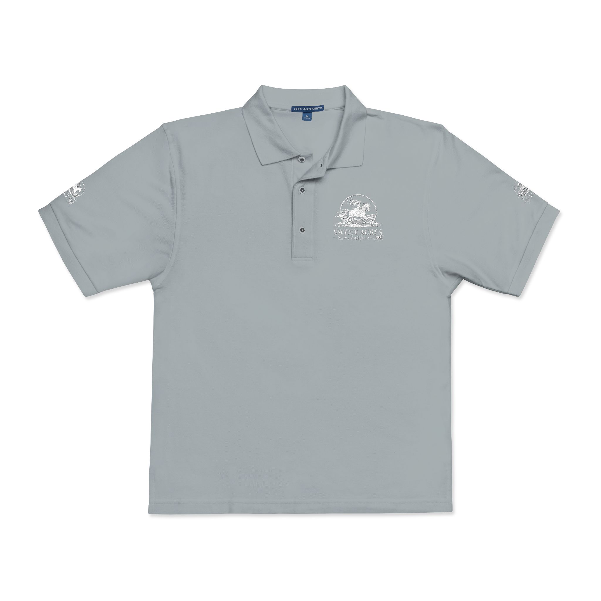 Sweet Acres Farm Unisex Polo, White Logo - Image 9