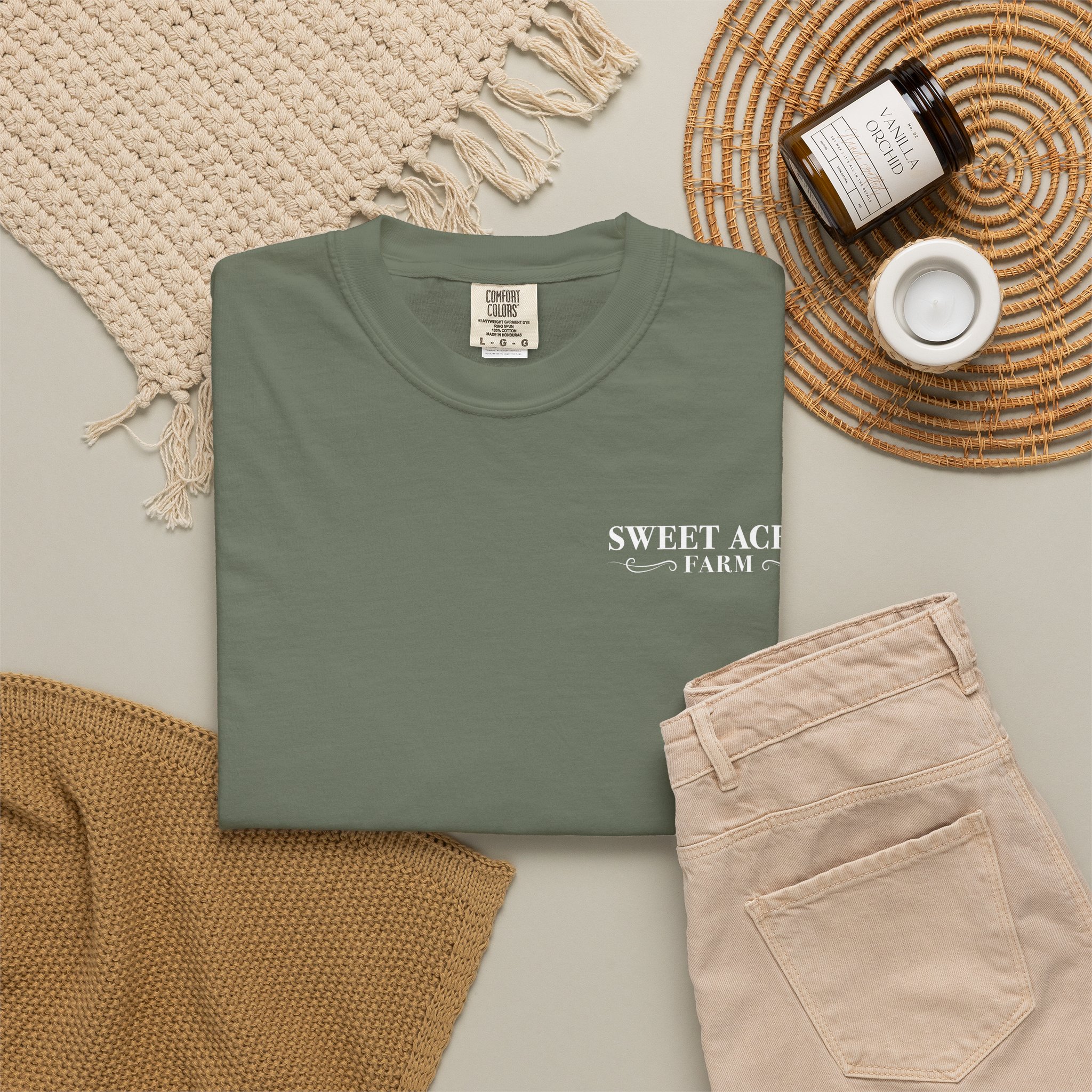 Sweet Acres Farm Unisex T-shirt, White Logo - Image 20