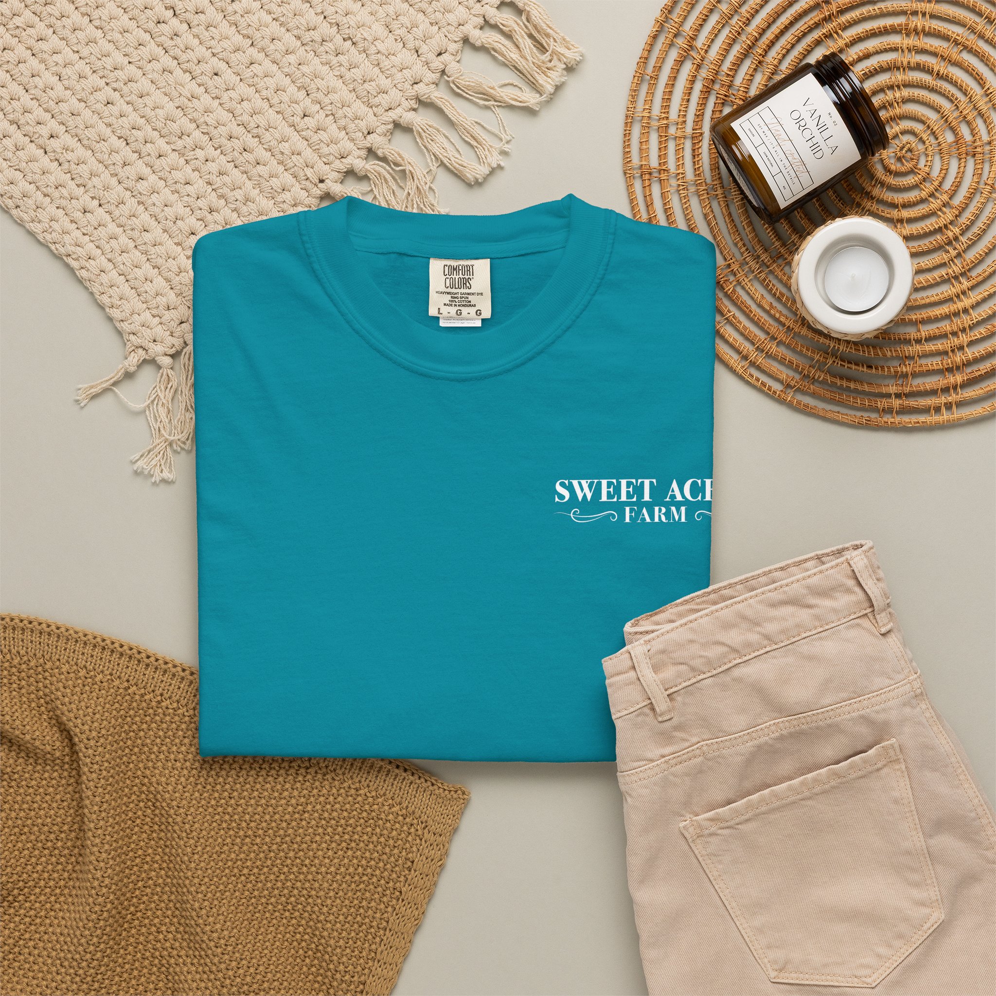 Sweet Acres Farm Unisex T-shirt, White Logo - Image 24