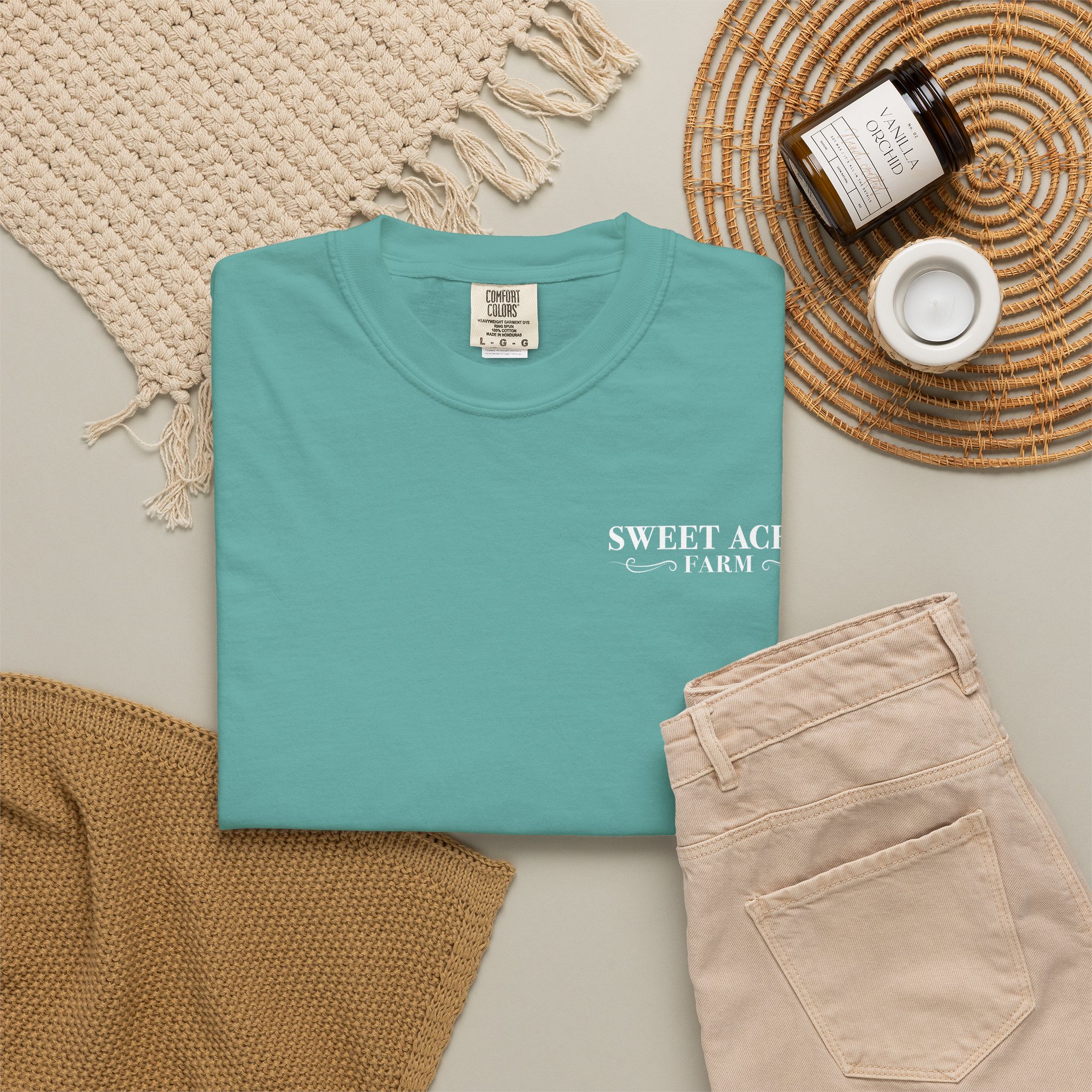 Sweet Acres Farm Unisex T-shirt, White Logo - Image 4