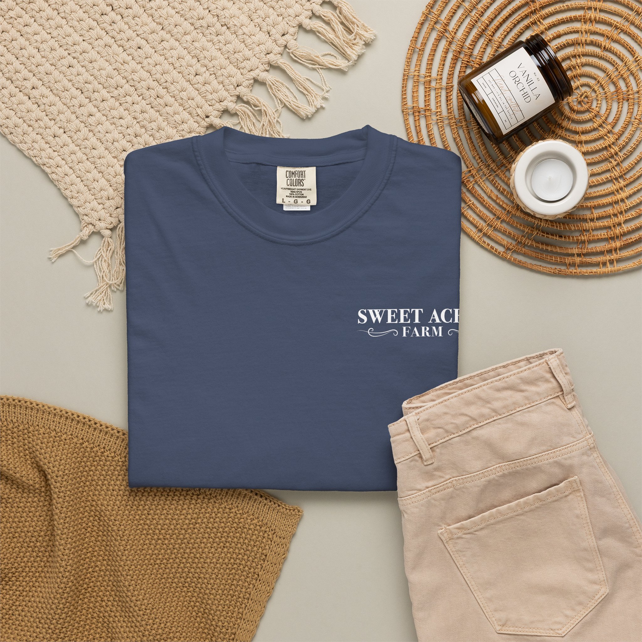 Sweet Acres Farm Unisex T-shirt, White Logo - Image 28
