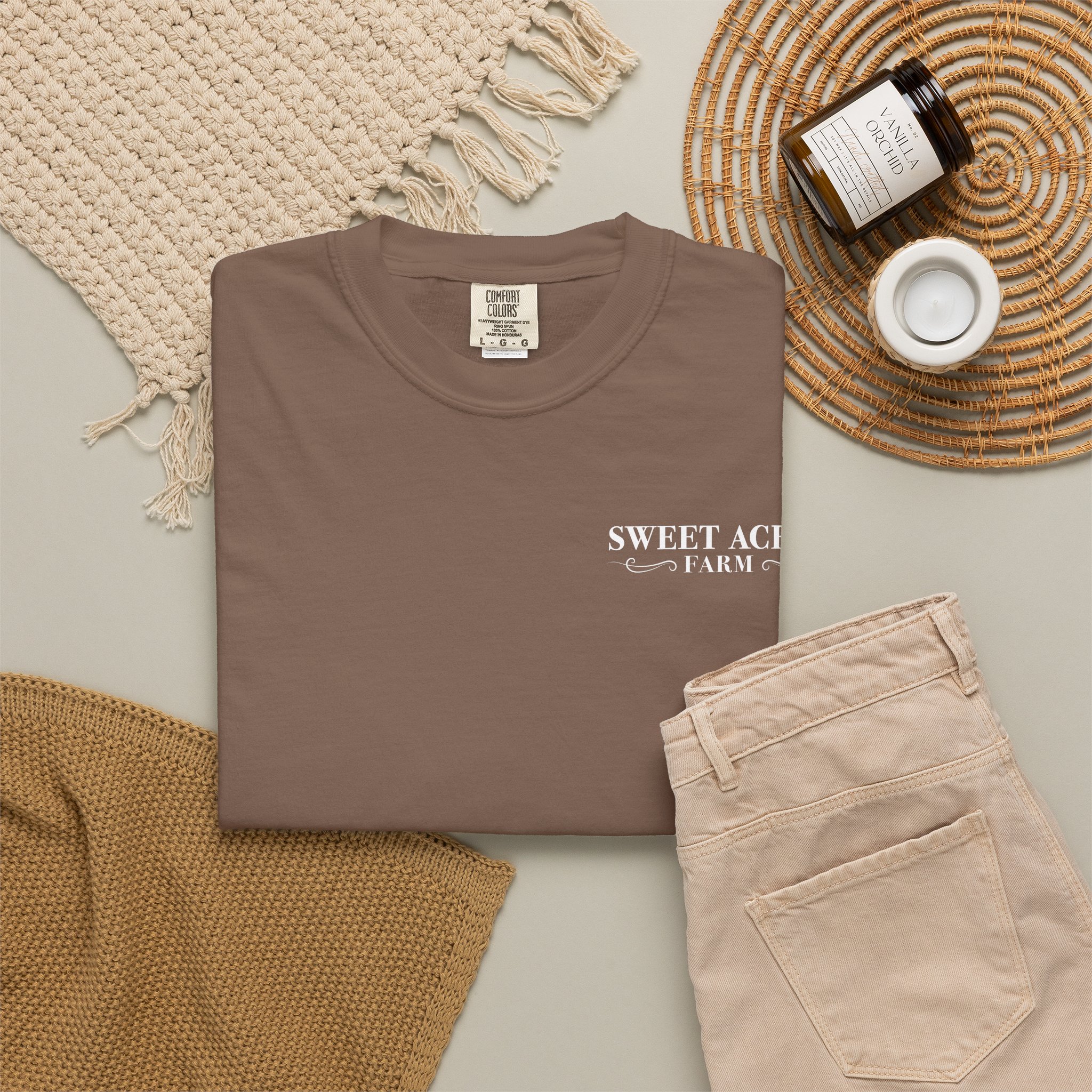 Sweet Acres Farm Unisex T-shirt, White Logo - Image 8