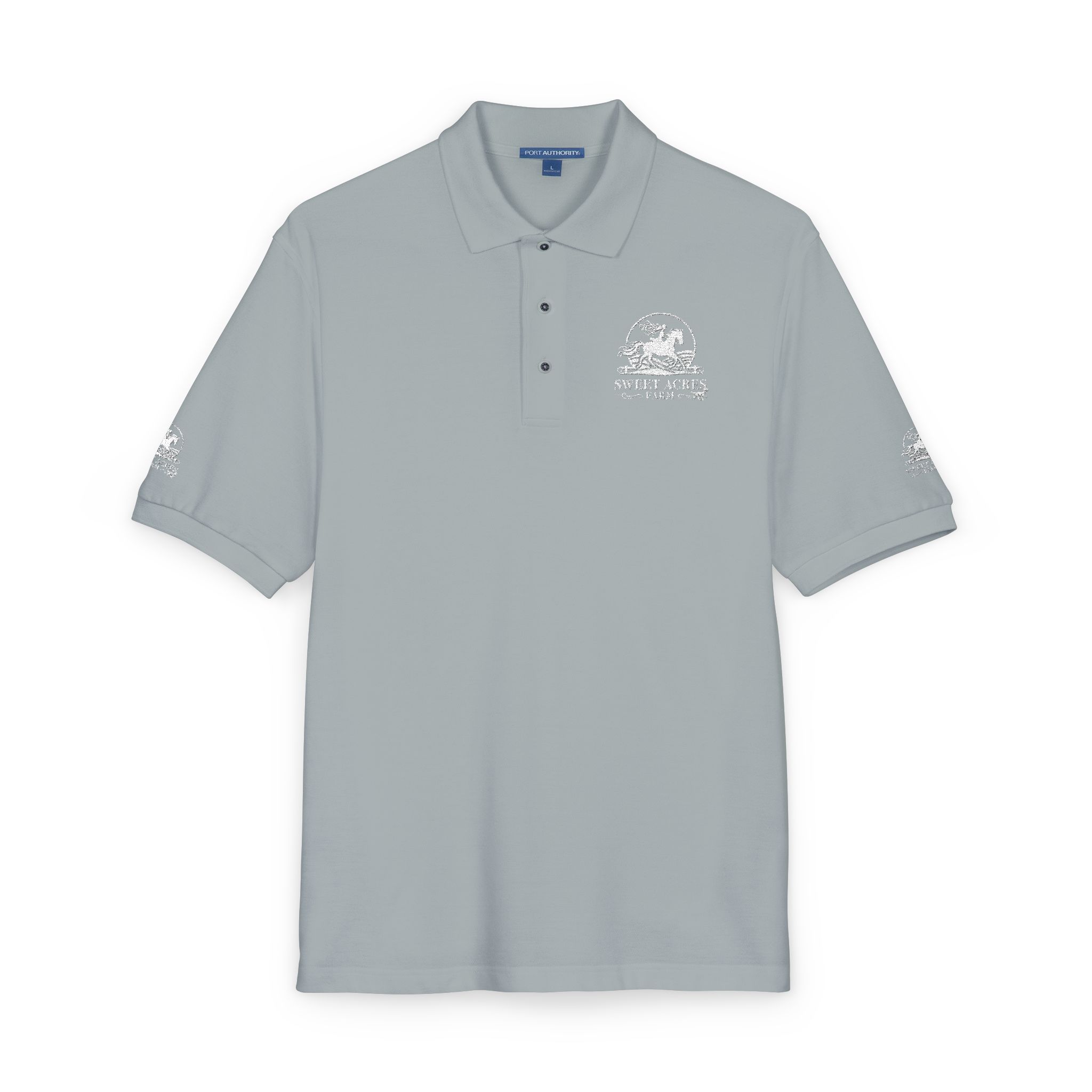 Sweet Acres Farm Unisex Polo, White Logo - Image 10