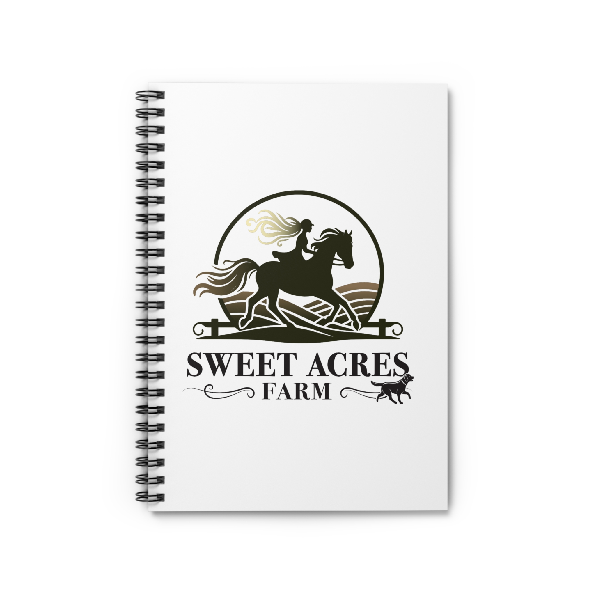 Sweet Acres Farm Ruled Spiral Journal for Equestrians