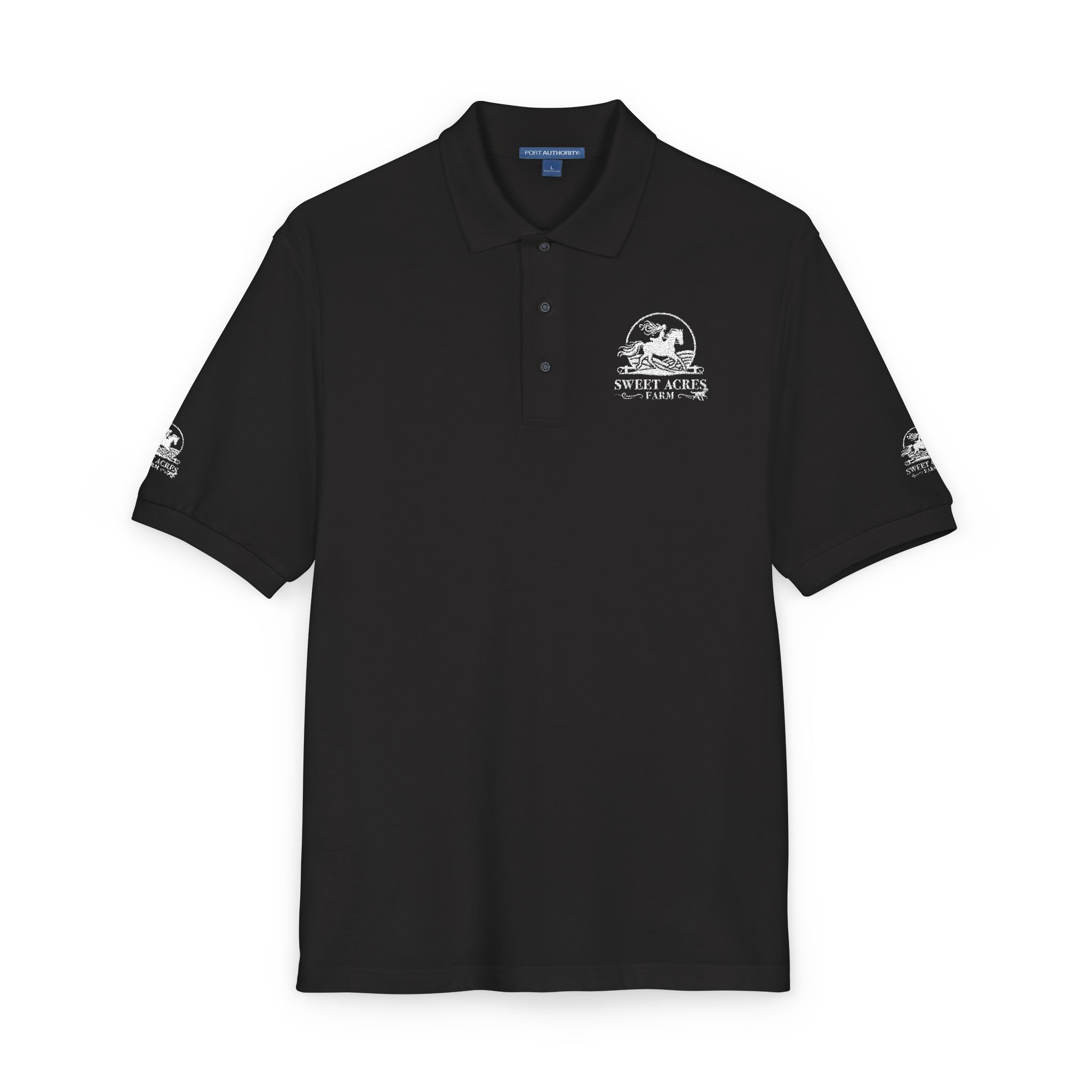 Sweet Acres Farm Unisex Polo, White Logo - Image 14