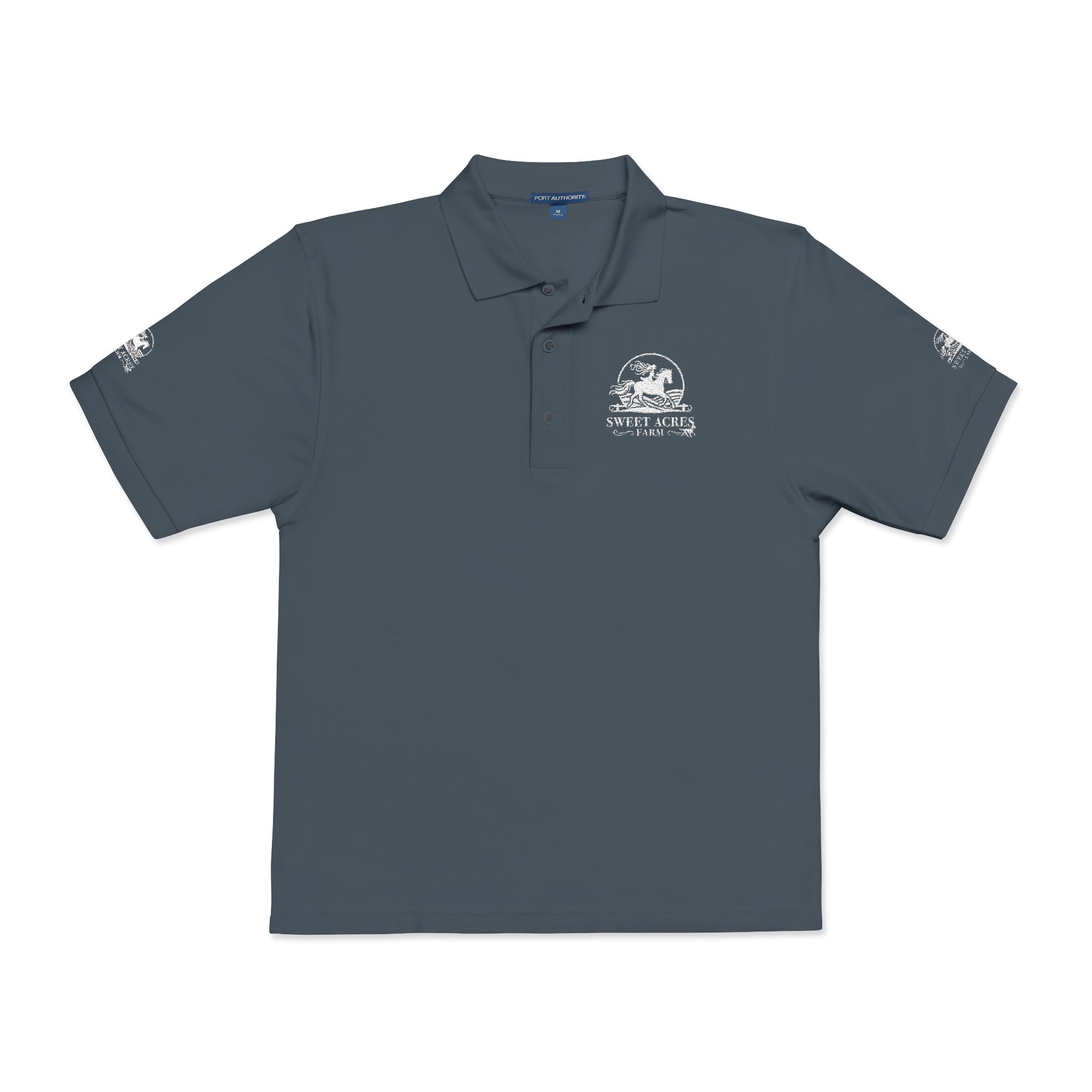 Sweet Acres Farm Unisex Polo, White Logo - Image 17