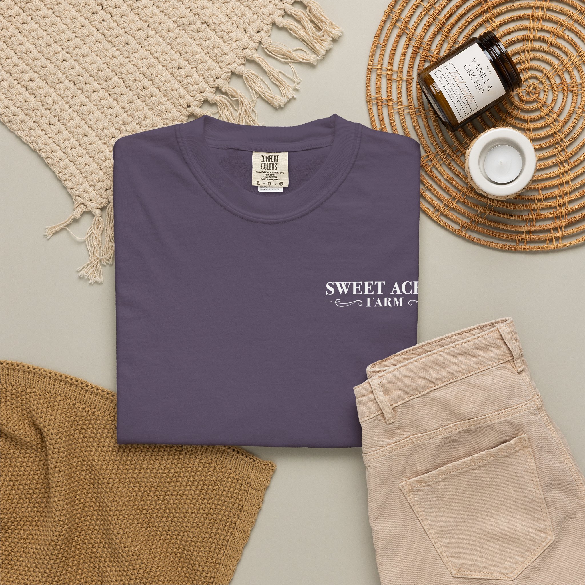 Sweet Acres Farm Unisex T-shirt, White Logo - Image 40