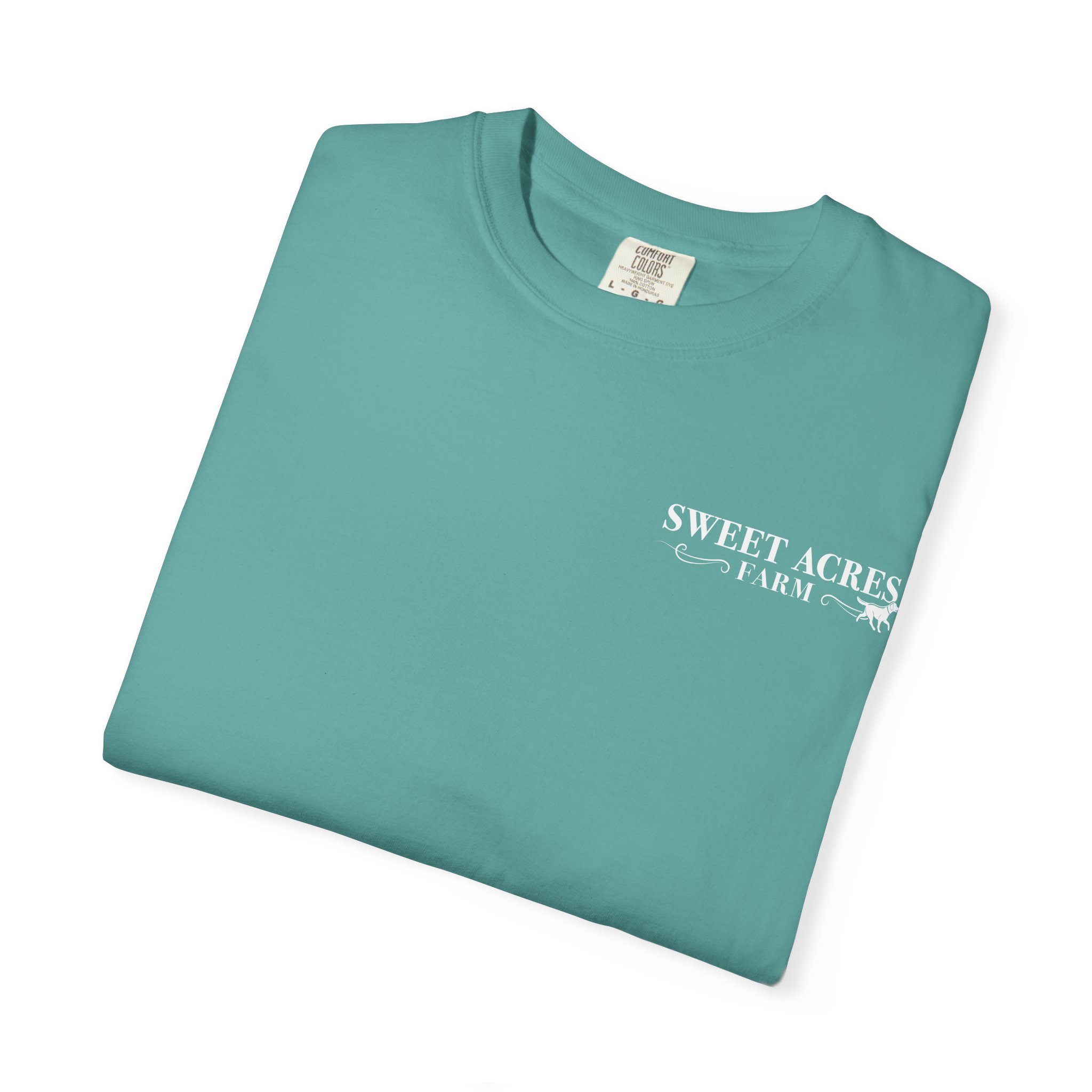 Sweet Acres Farm Unisex T-shirt, White Logo - Image 3