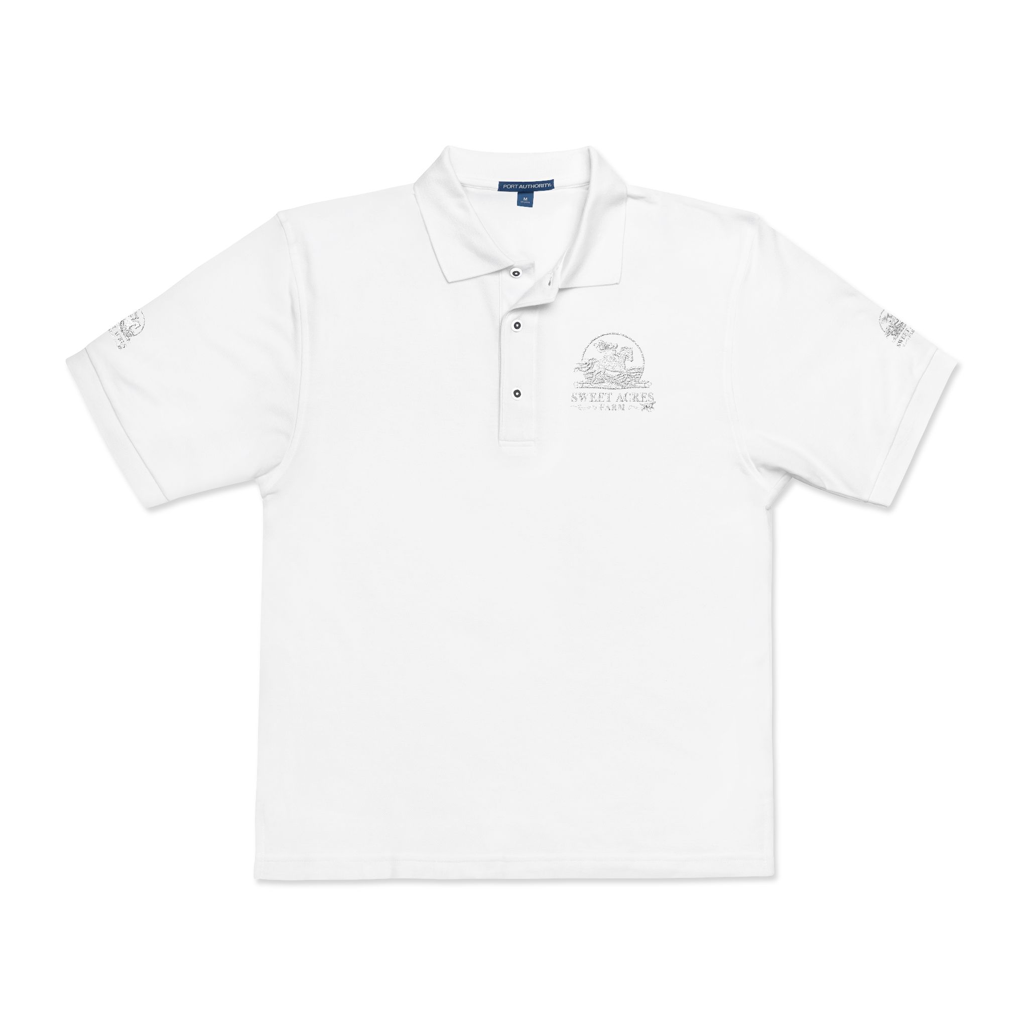 Sweet Acres Farm Unisex Polo, White Logo - Image 5
