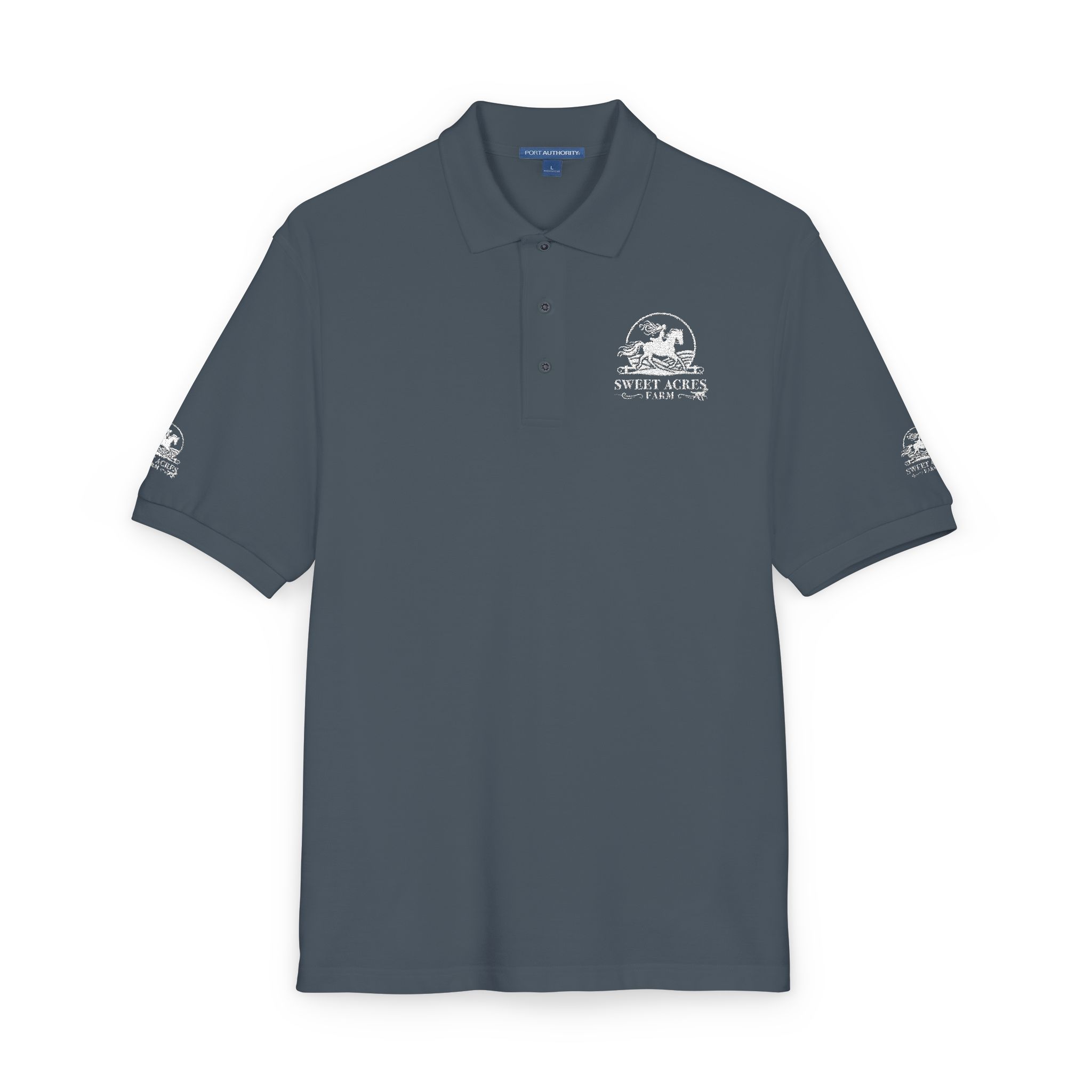Sweet Acres Farm Unisex Polo, White Logo - Image 18